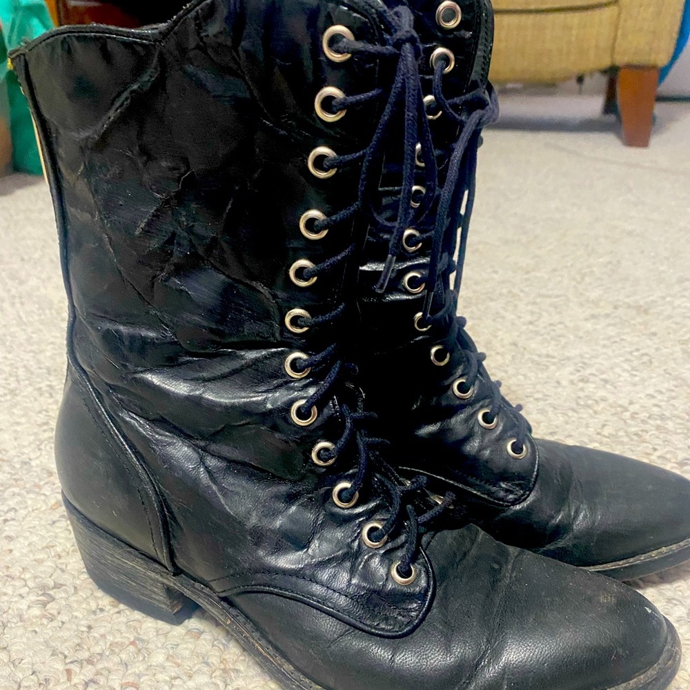 Vintage!! Old Gringo Black Leather Combat Boots 7.5